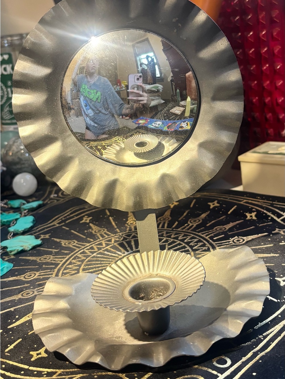 VINTAGE LENOX AMERICANA COLLECTION CANDLE MIRROR & WALL SCONCE! CREEPY! - Picture 6 of 13